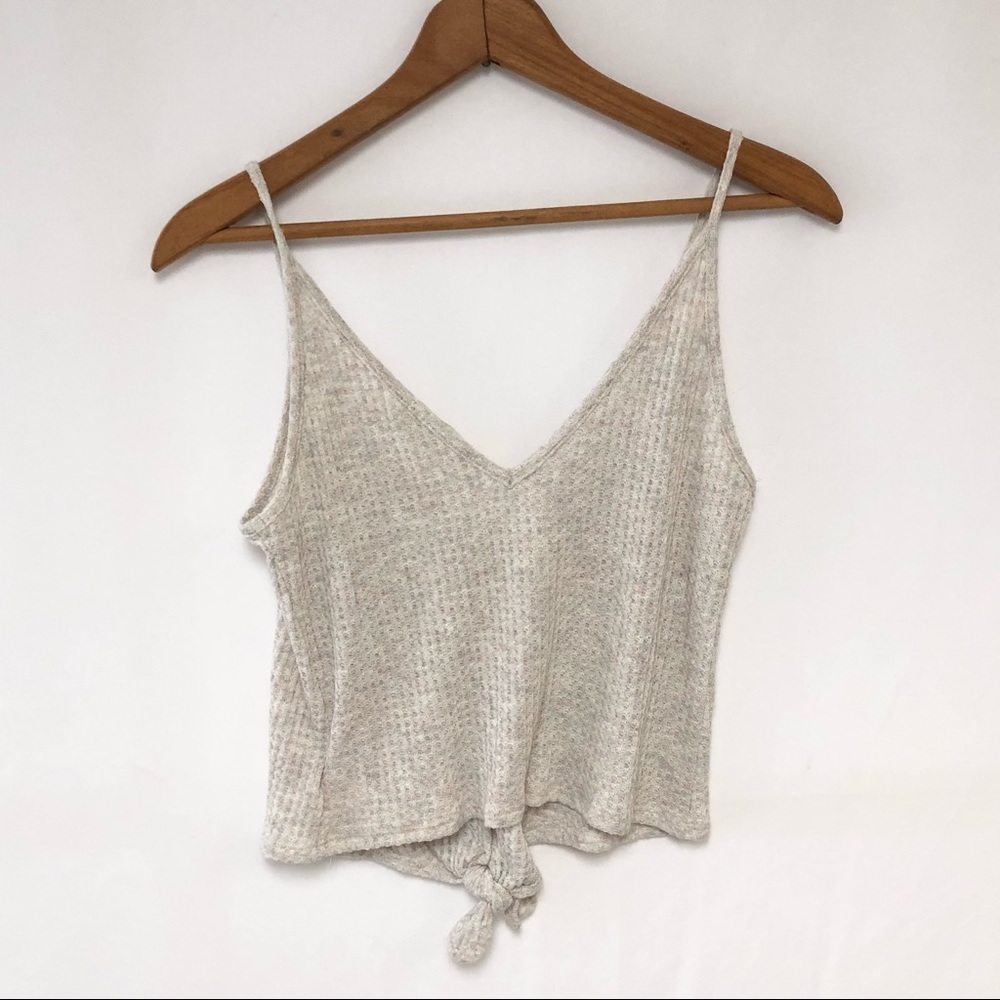 Urban Outfitters Waffle Knit Tie Front Crop Top - Picture 6 of 11